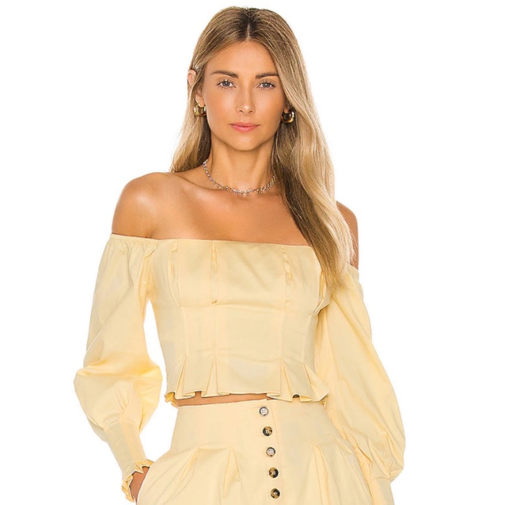Camila Coelho Adelita Top in Soft Yellow